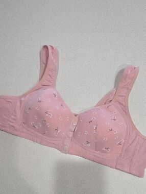 Comfort Cotton Front‑Closure Pink Floral Bra. XL